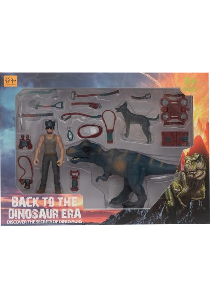 Erkek Figürlü Dinozorlu ve Aksesuarlı Oyun Seti