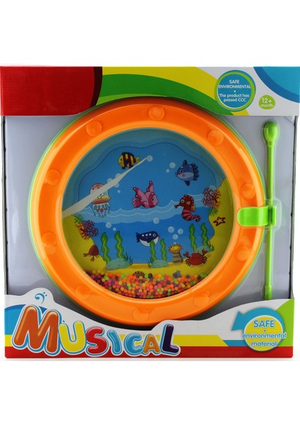 Boncuklu Turuncu Mini Davul WS204