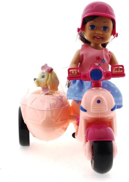Cute Doll Mini Bebek ve Köpekli Pembe Motorsiklet modelleri