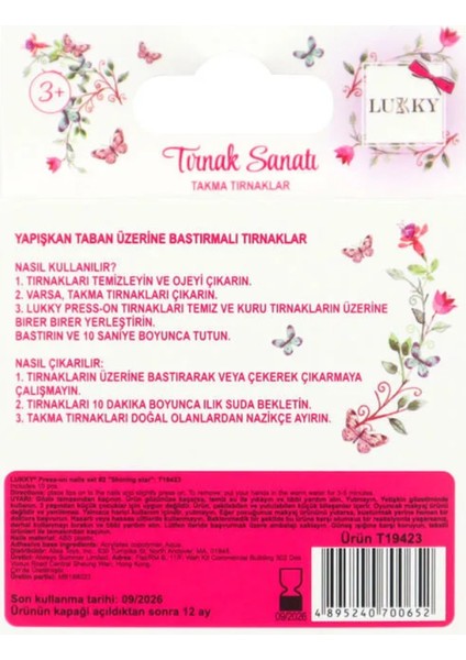 Lukky Yıldız Baskılı Yapışkanlı Takma Tırnak Seti fiyatları