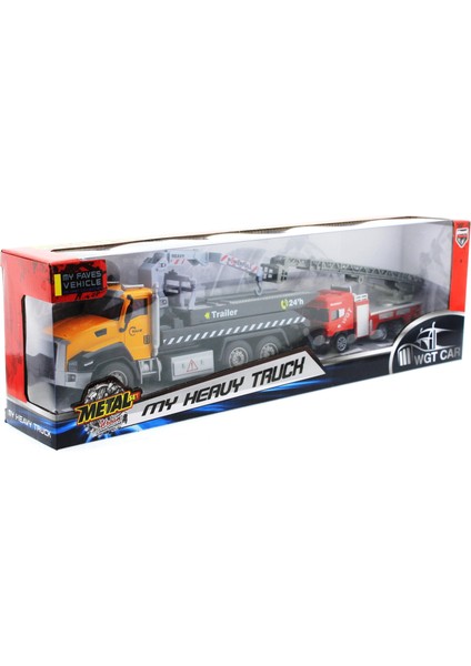 Die Cast Çek Bırak Vinçli Kurtarıcı ve Merdivenli Itfaiye Aracı