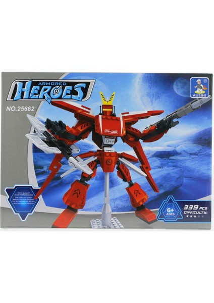 Ausini 339 Parça Heroes Standlı Kırmızı Robot modelleri