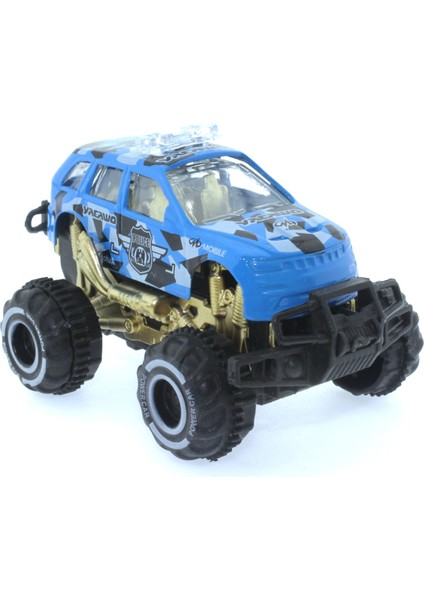 Çek Bırak Mini Off Road Mavi Polis Aracı