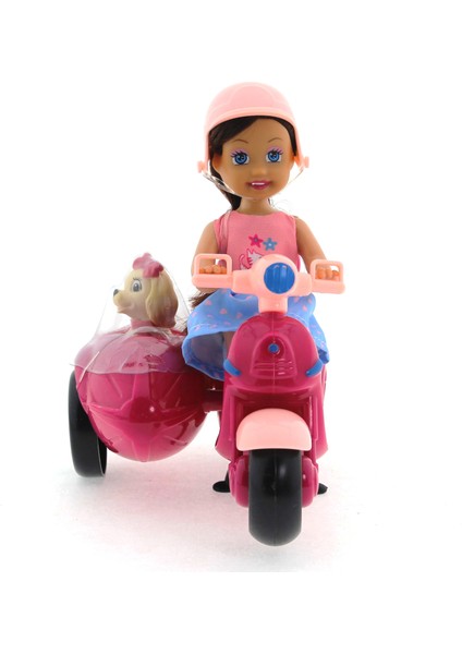 Cute Doll Mini Bebek ve Köpekli Mor Motorsiklet modelleri