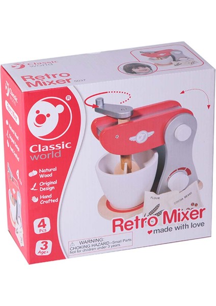 Classic World Ahşap Nostaljik Kırmızı Mikser