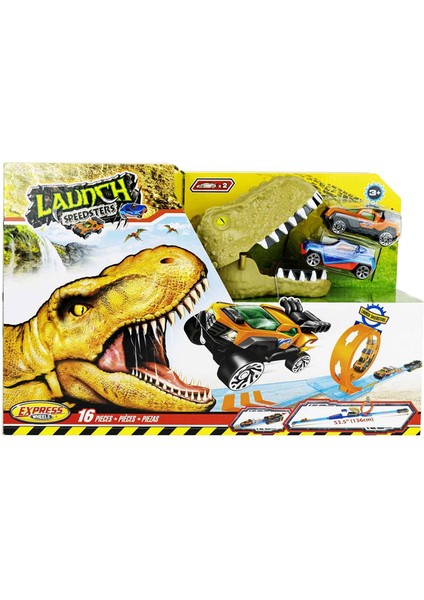 Express Wheels 16 Parça T-Rex Araç ve Yol Oyun Seti