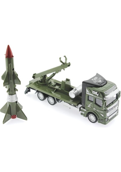 Sürtmeli Die Cast Metal Füze Rampalı Askeri Kamyon