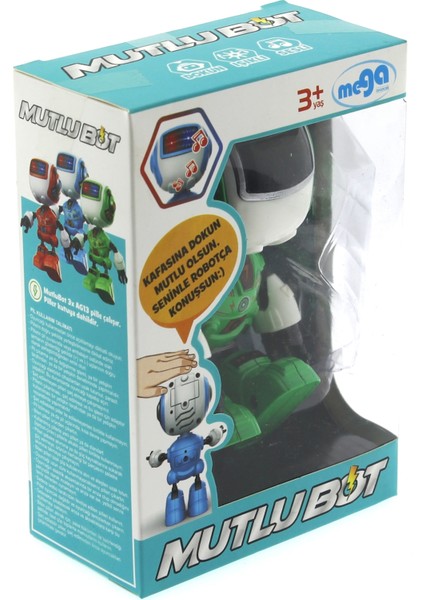 Dekoratif Sesli Işıklı Mini Sevimli Yeşil Robot