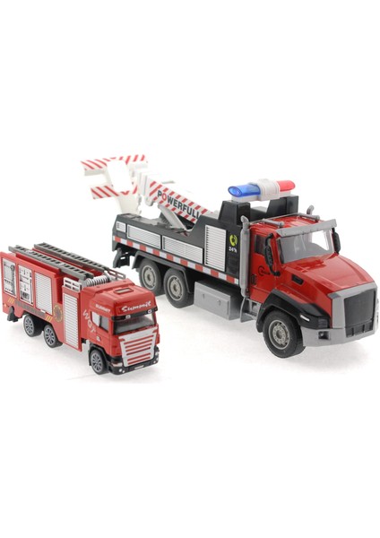 Die Cast Çek Bırak Vinçli Kurtarıcı ve Söndürücü Itfaiye Aracı