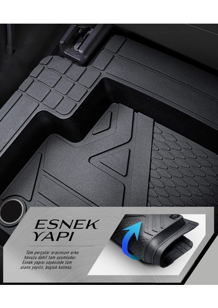 Peugeot 308 Uyumlu 5d Havuzlu Oto Paspas Icon Serisi Kesilebilir Model Siyah