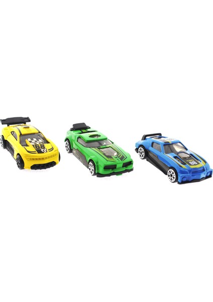 Die Cast Metal 3'lü Yarış Arabaları Yeşil Araçlı fiyatları