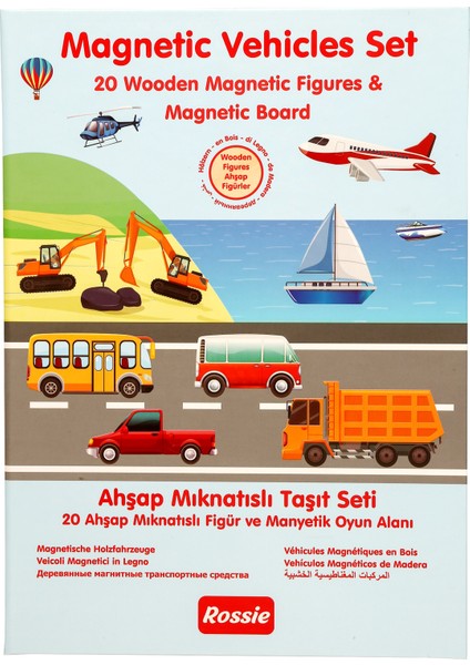 Rossie Ahşap Mıknatıslı Taşıt Seti ve Oyun Alanı