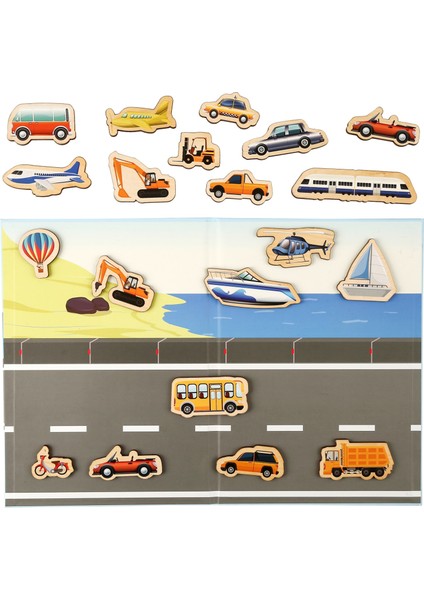 Rossie Ahşap Mıknatıslı Taşıt Seti ve Oyun Alanı modelleri