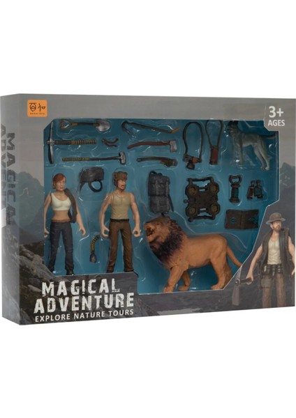 Kadın Erkek Figürlü Aslanlı ve Aksesuarlı Oyun Seti
