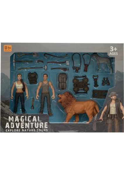 Kadın Erkek Figürlü Aslanlı ve Aksesuarlı Oyun Seti modelleri