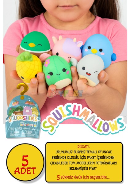 Squishmallows Squooshems – 5 Adet - 6.5 cm Sürpriz Yumuşacık Koleksiyon Oyuncağı Seri 8