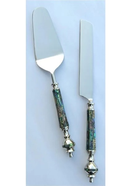 Renkli Gümüş Kek Seti, 2'li, Şık ve Zarif Tasarım