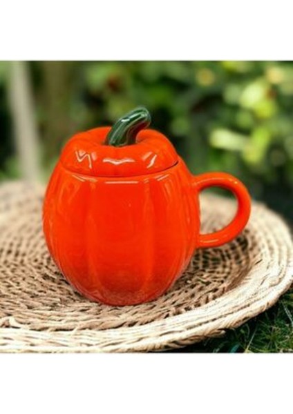 Seramik Balkabak Kupa, Kapaklı, Çok Renkli, Şık ve Kullanışlı Tasarım