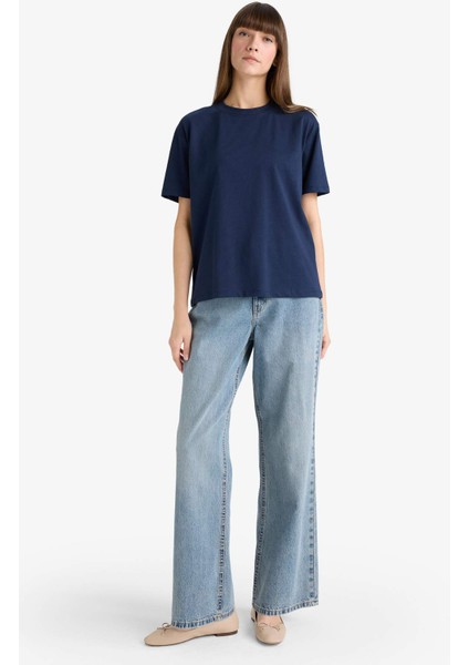 Regular Fit Bisiklet Yaka Basic Düz Premium Kısa Kollu Tişört F7105AX25AU fiyatları