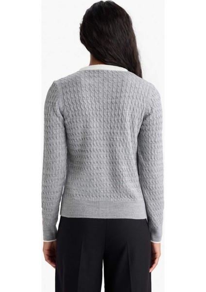 Fitted Bisiklet Yaka Düğmeli Triko Hırka A1107AX25AU