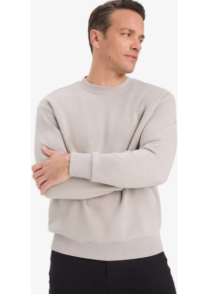 Relax Fit Bisiklet Yaka Kalın İçi Yumuşak Tüylü Basic Düz Sweatshirt T5139AZ25AU