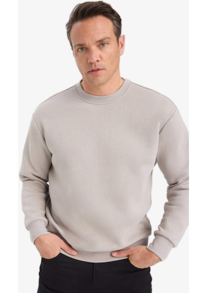 Relax Fit Bisiklet Yaka Kalın İçi Yumuşak Tüylü Basic Düz Sweatshirt T5139AZ25AU modelleri