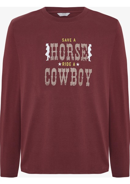 Erkek Cowboy Slogan Baskılı Pijama Takımı fiyatları