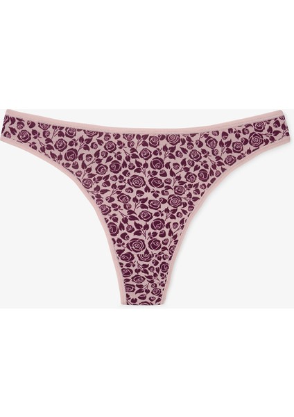 Çiçek Desenli Quiet Rose Normal Bel 3'lü Pamuklu Tanga Külot