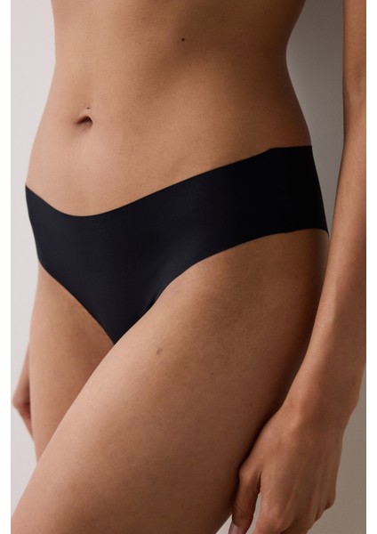 Siyah Düşük Bel Lazer Kesim Iz Yapmayan Brazilian Külot