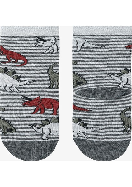 Erkek Çocuk T-Rex Dinozor Desenli 3'lü Soket Çorap indirimleri