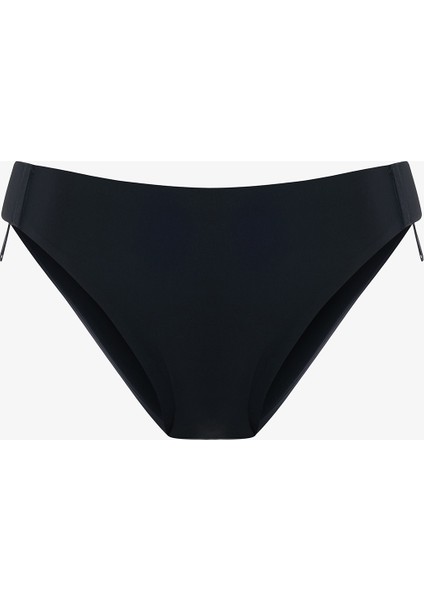 Siyah Dikişsiz Iz Yapmayan Orta Bel Slip Külot