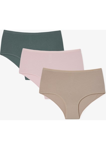 Karışık Renk Mellow Spirit Yüksek Bel Pamuklu 3'lü Slip Külot