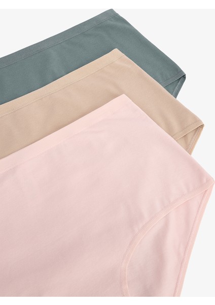Karışık Renk Mellow Spirit Yüksek Bel Pamuklu 3'lü Slip Külot fırsatları