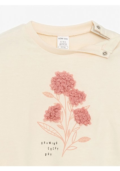 Lcw Baby Ekru Bisiklet Yaka Baskılı Kız Bebek Sweatshirt ve Eşofman Alt 2'li Takım fırsatları