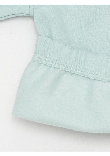 Lcw Baby Turkuaz Kapüşonlu Uzun Kollu Basic Kız Bebek Sweatshirt ve Eşofman Alt 2'li Takım