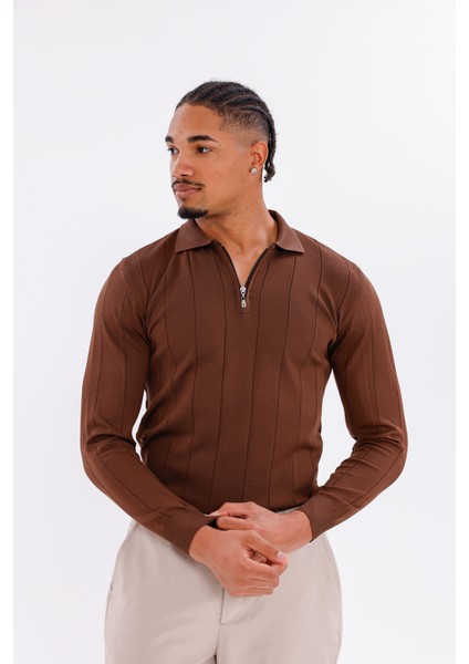 Erkek Yarım Fermuarlı Polo Yaka Triko Kazak fiyatları