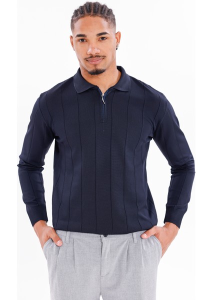 Erkek Yarım Fermuarlı Polo Yaka Triko Kazak modelleri