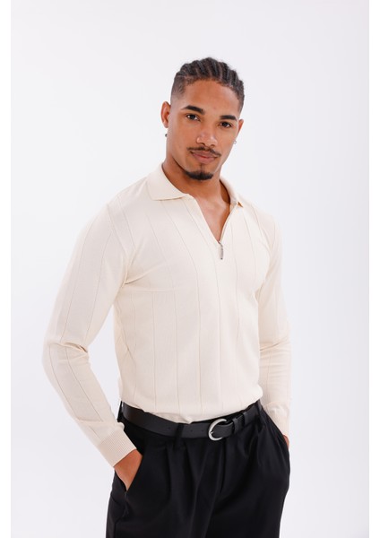 Erkek Yarım Fermuarlı Polo Yaka Triko Kazak fiyatları