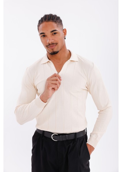 Erkek Yarım Fermuarlı Polo Yaka Triko Kazak fırsatları