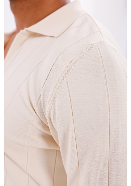 Erkek Yarım Fermuarlı Polo Yaka Triko Kazak