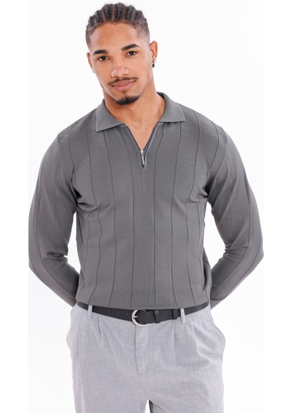 Erkek Yarım Fermuarlı Polo Yaka Triko Kazak fiyatları