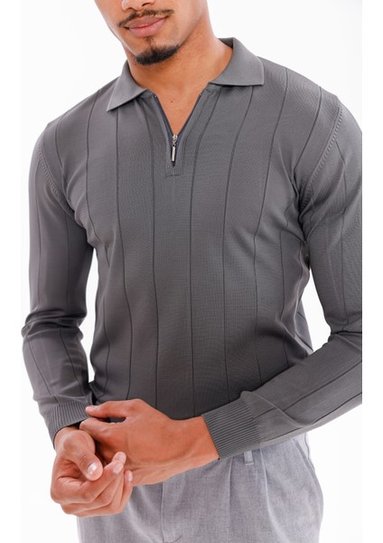 Erkek Yarım Fermuarlı Polo Yaka Triko Kazak modelleri