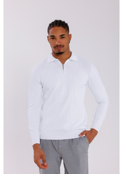 Erkek Yarım Fermuarlı Polo Yaka Triko Kazak fiyatları