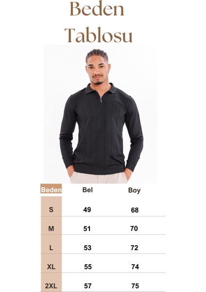 Erkek Yarım Fermuarlı Polo Yaka Triko Kazak