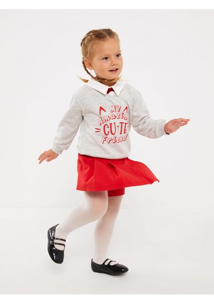 Lcw Baby Gri Gömlek Yaka Uzun Kollu Kız Bebek 3'lü Takım