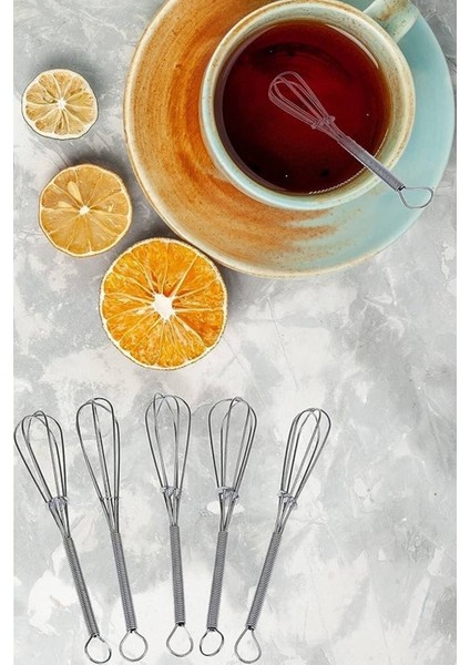 Paslanmaz Çelik 12'li Modern Mini Çay ve Yumurta Çırpıcı Seti