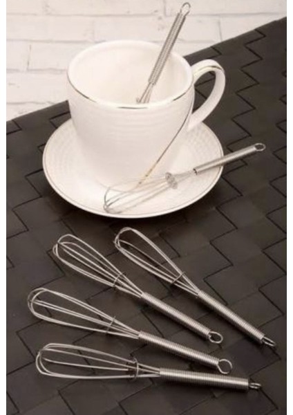 Paslanmaz Çelik 12'li Modern Mini Çay ve Yumurta Çırpıcı Seti modelleri