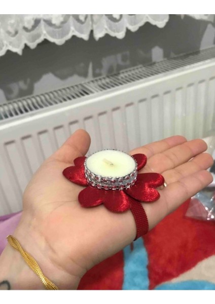 Kırmızı 6 Kişilik Kına Mumları 12'li, Şık ve Özel Kutu Içerisinde, Kutu ve Mumlar.