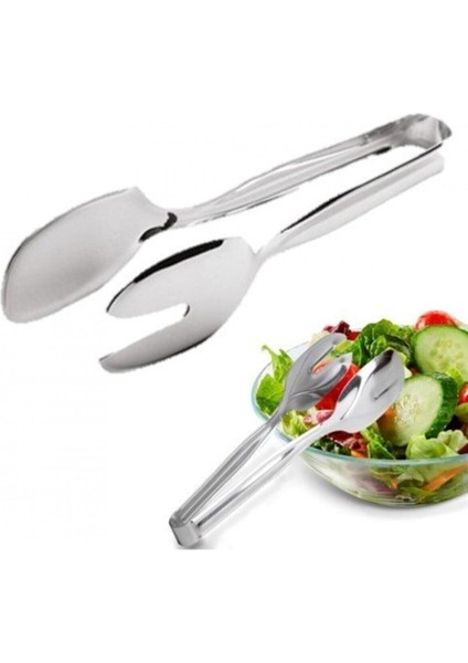 Paslanmaz Çelik Salata Maşı 21 Cm, Şık ve Dayanıklı Mutfak Gereci