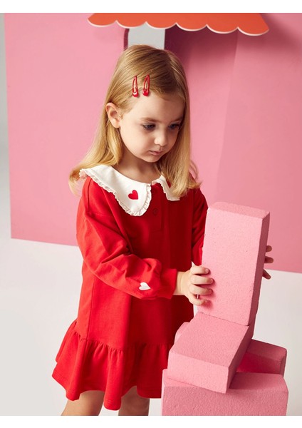 Linalin By Pelin Akil Kırmızı Bebe Yaka Kız Bebek Elbise fiyatları